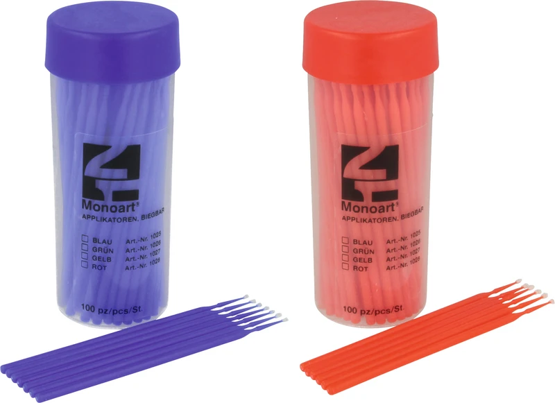 Monoart® Applikatoren biegbar  Dose  100 Stück 8 cm, rot