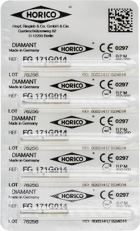 Diamantschleifer 171  Packung  5 Stück grün grob, FG, Figur 171, 6 mm, ISO 014