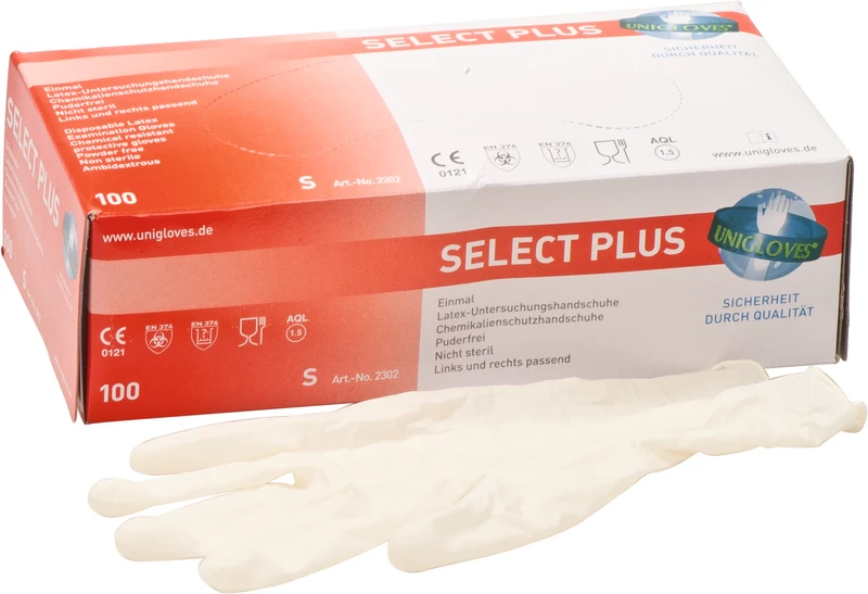 SELECT® PLUS  Packung  100 Stück puderfrei, naturlatex, S