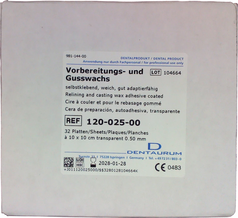 Gusswachs  Packung  32 Stück, Stärke 0,5 mm