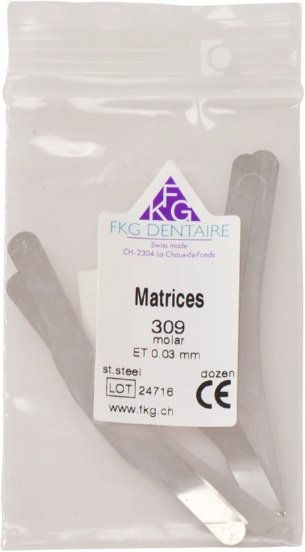 FKG Matrizen  Packung  12 Stück 309, ET 0,03 mm, Molar