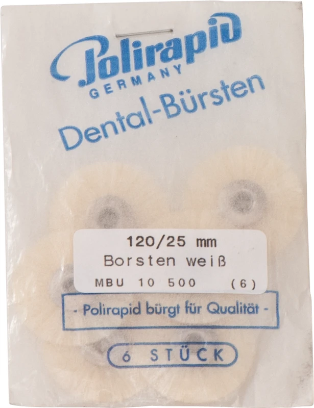 Miniaturbürsten  Packung  100 Stück unmontiert, Chungking Borste weiß, Ø 23 mm