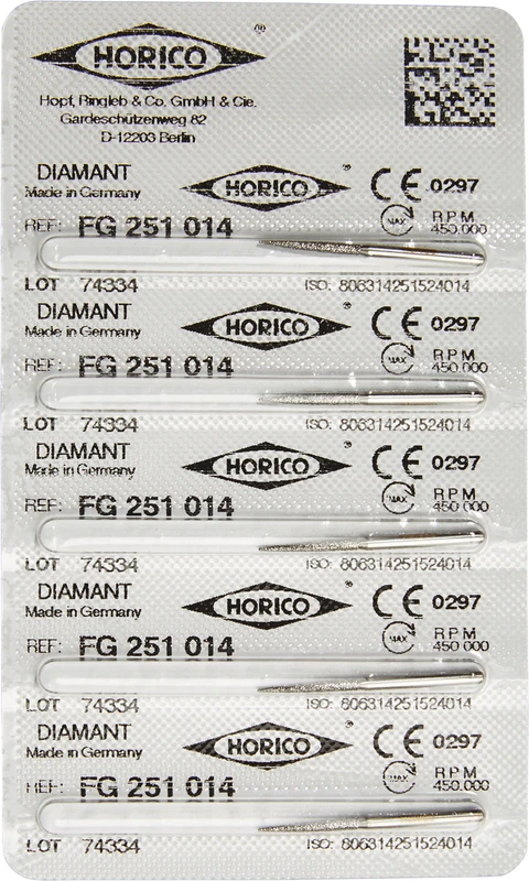 Diamantschleifer 251  Packung  5 Stück FG, Figur 251, 11,5 mm, ISO 014