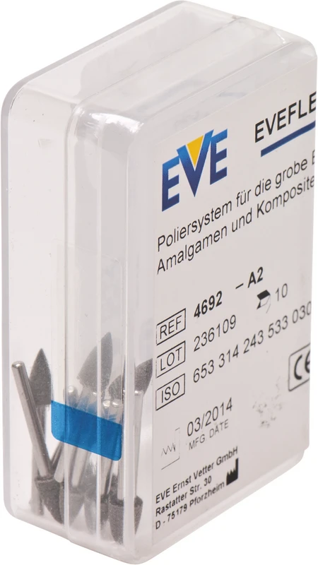 EVEFLEX Polierer  Packung  10 Stück schwarz grob, FG, Figur Flamme, 3 x 6,5 mm