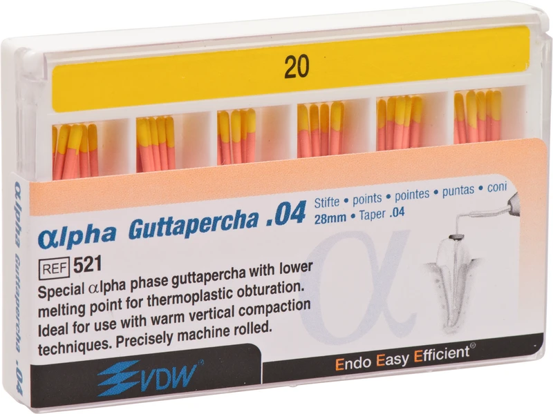 lpha Guttapercha  Packung  60 Stück 28 mm, Taper.04 ISO 020