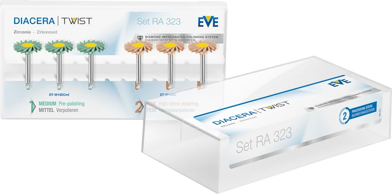 EVE DIACERA® TWIST  Set  6 Stück (3 x 7684 grün mittel, 3 x 7784 orange fein), RA, 14 x 1,6 mm