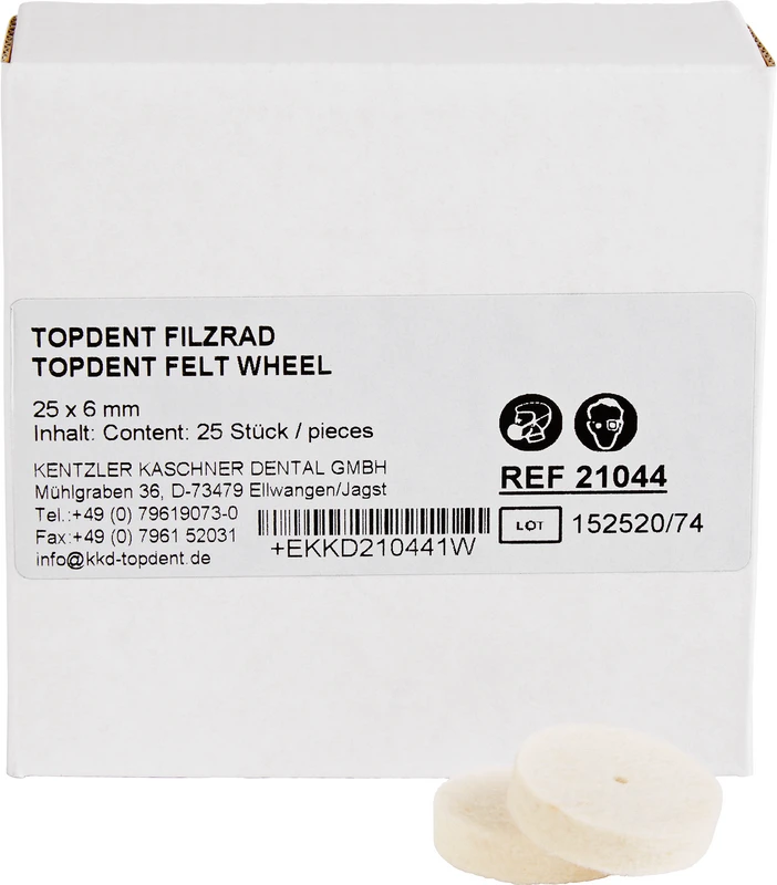 TOPDENT Filzräder  Packung  25 Stück mittel, Rad 22 x 6 mm
