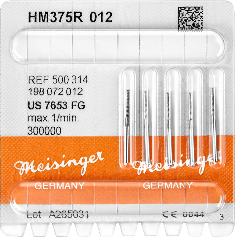 HM-Finierer 375R  Packung  5 Stück fein, FG, Figur 198 Konisch rund, 8 mm, ISO 012