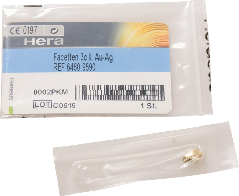 Facetten  Stück  Eckzahn 3c mittel-groß, 7 x 10 mm, links-oben \ rechts-unten