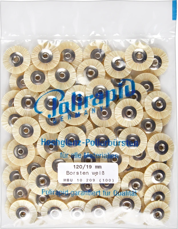 Miniaturbürsten  Packung  100 Stück unmontiert, Chungking Borste weiß, Ø 19 mm