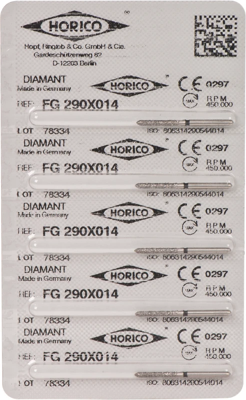 Diamantschleifer 290  Packung  5 Stück schwarz x-grob, FG, Figur 290, 10 mm, ISO 014