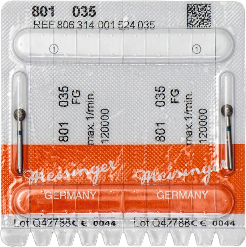Diamanten 801  Packung  2 Stück blau mittel, FG, Figur 001 Rund, ISO 035