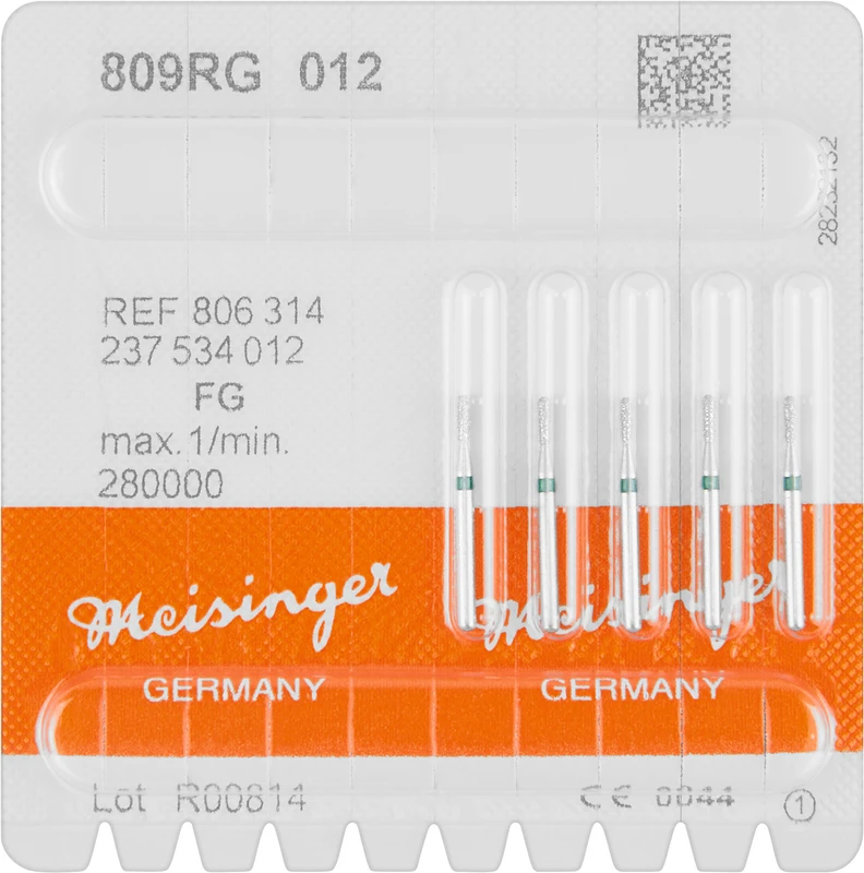 Diamanten 809  Packung  5 Stück grün grob, FG, Figur 237 Birne rund, 3,7 mm, ISO 012