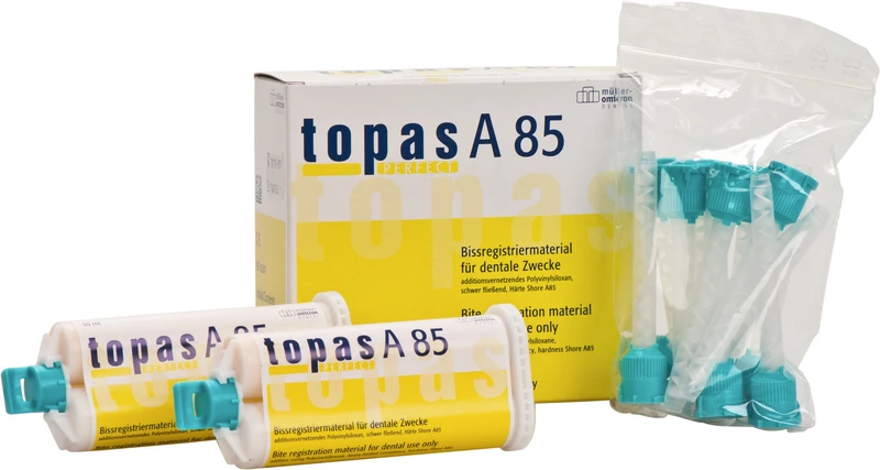 topas PERFECT A85  Packung  2 x 50 ml Kartusche, 12 Mixing Tips grün