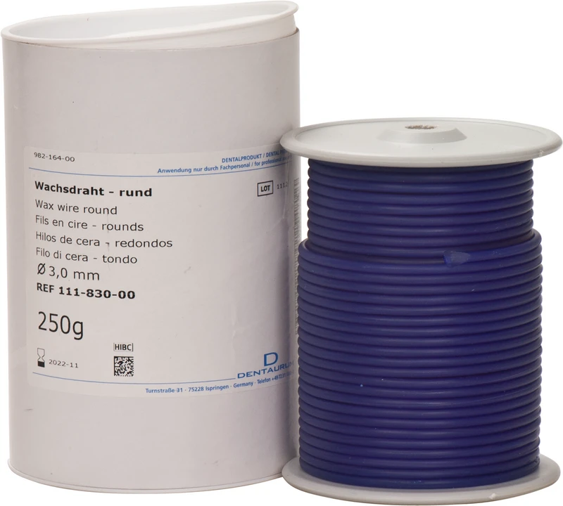 Wachsdraht  Rolle  250 g blau, rund, Ø 3 mm, Soft