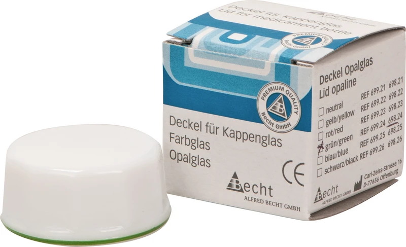 Kappengläser aus Simplex-Opalglas  Stück  Ersatz-Deckel mit grünem Ring