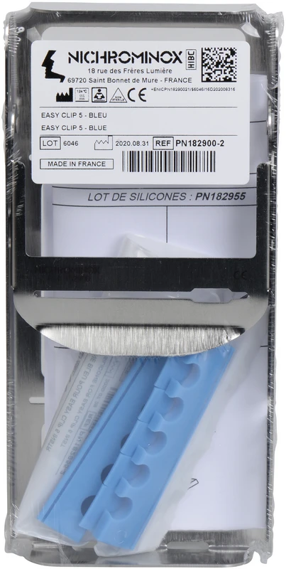 EASY-CLIP  Stück  Tray mit Silikoneinsatz blau, für 5 Instrumente