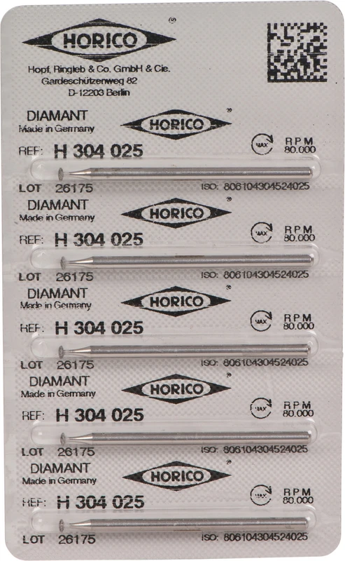 Diamantschleifer H 304  Packung  5 Stück HP, Figur 304, 0,9 mm, ISO 025