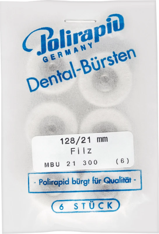 Miniaturbürsten Scheibe  Packung  6 Stück unmontiert, Wollfilz, Ø 21 mm