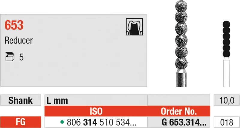 Reducer 653  Packung  5 Stück grün grob, FG, Figur 510, 10 mm, ISO 018