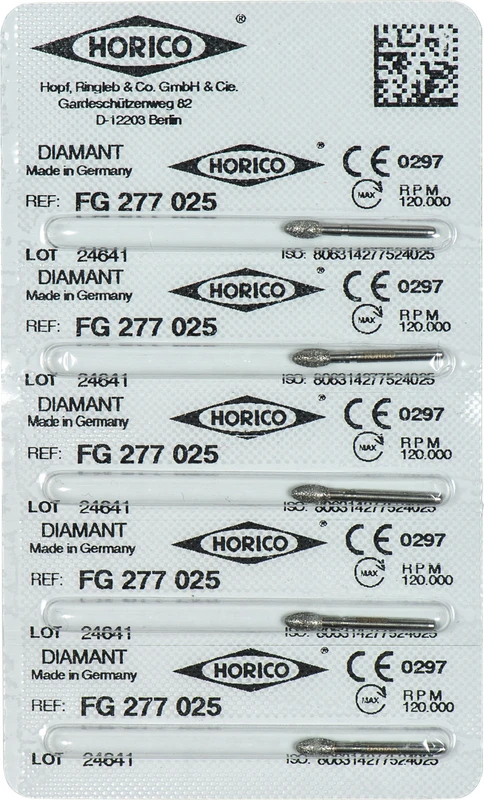 Diamantschleifer 277  Packung  5 Stück FG, Figur 277, 4,5 mm, ISO 025