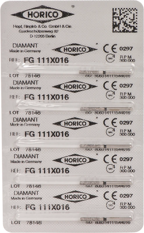 Diamantschleifer 111  Packung  5 Stück schwarz x-grob, FG, Figur 111, 8 mm, ISO 016