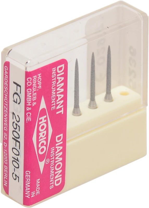 Diamantschleifer 250  Packung  5 Stück gelb x-fein, FG, Figur 250, 10 mm, ISO 010