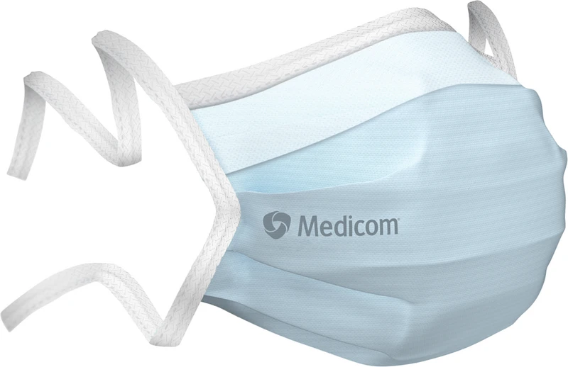 Medicom® SafeMask® SofSkin® fog-free medizinischer Mundschutz   Packung  50 Stück blau, mit Bindebändern