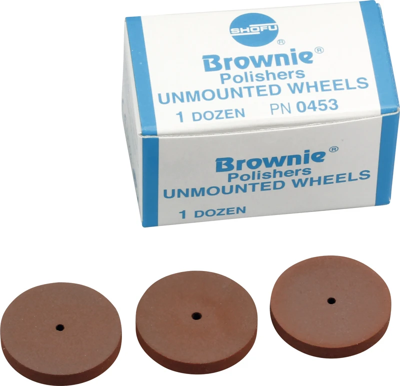 Silikonpolierer  Packung  12 Stück unmontiert, braun, Figur Rad, ISO 220