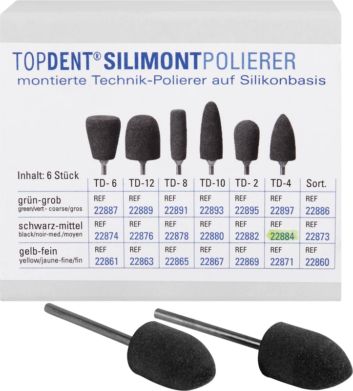 TOPDENT Silimont Polierer  Packung  6 Stück schwarz mittel, TD-4