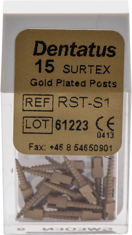 Classic Surtex vergoldete Wurzelstifte  Packung  15 Stück 7,8 mm, Ø 1,05 mm, Größe 1