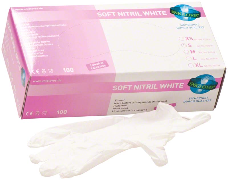 SOFT NITRIL WHITE PREMIUM  Packung  100 Stück puderfrei, weiß, S