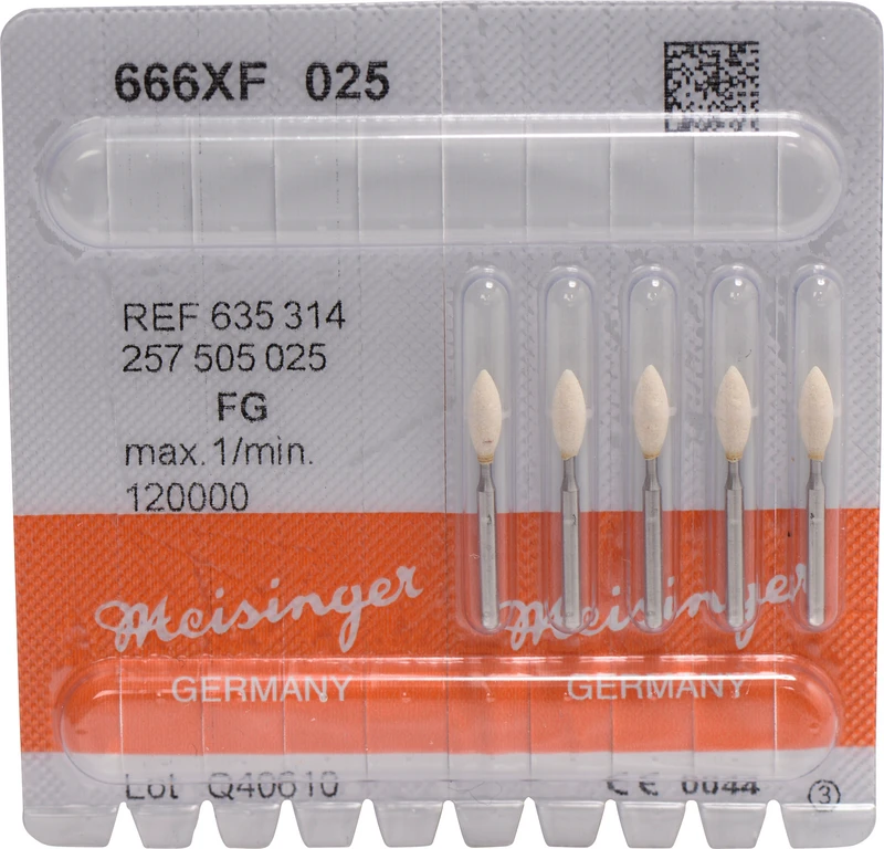 Keramische Schleifer 666  Packung  5 Stück weiß extra fein, RA, Figur 257, 6,5 mm, ISO 025