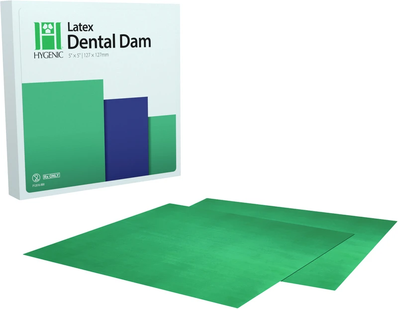 Hygenic® Latex Kofferdam   Packung  52 Stück 5  x 5   medium grün