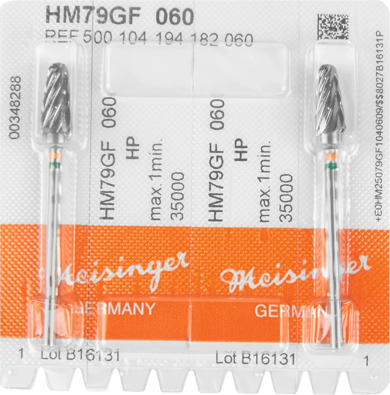 HM-Fräser GF  Packung  2 St. Facettenverz. Querhieb, orange\grün grob, HP, Figur 194, 11,4 mm, ISO 060