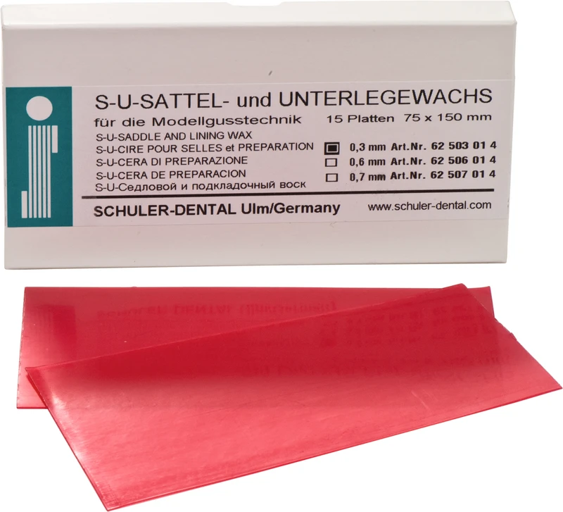 S-U-SATTEL- und UNTERLEGEWACHS  Packung  15 Stück 150 x 75 mm, Stärke 0,3 mm