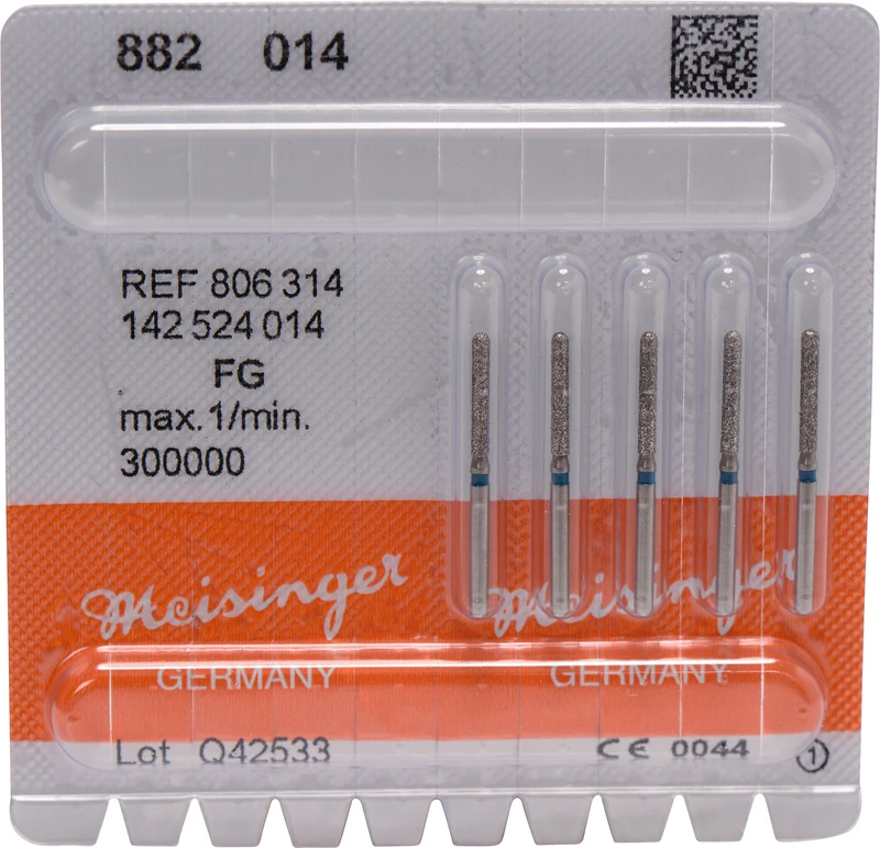 Diamanten 882  Packung  5 Stück blau mittel, FG, Figur 142 Zylinder rund, 10 mm, ISO 014
