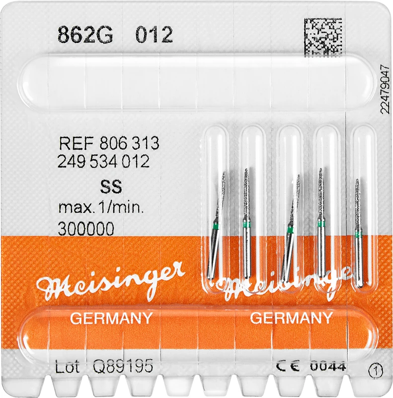 Diamanten 862  Packung  5 Stück grün grob, FG S, Figur 249 Flamme, 8 mm, ISO 012