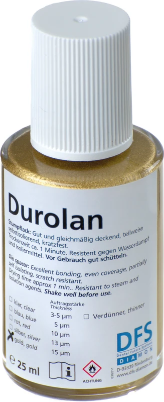 Durolan  Flasche  25 ml Stumpflack gold, Schichtstärke 25 µm