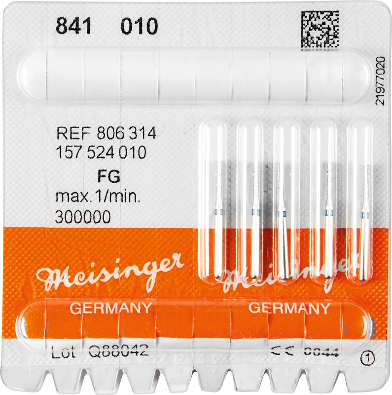 Diamanten 841  Packung  5 Stück blau mittel, FG, Figur 157 Zylinder abgerundet, 6 mm, ISO 010