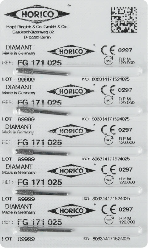 Diamantschleifer 171  Packung  5 Stück FG, Figur 171, 7 mm, ISO 025