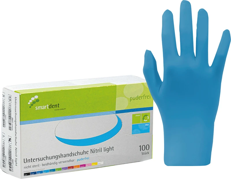 smart Nitrilhandschuhe light  Packung  100 Stück puderfrei, blau, M