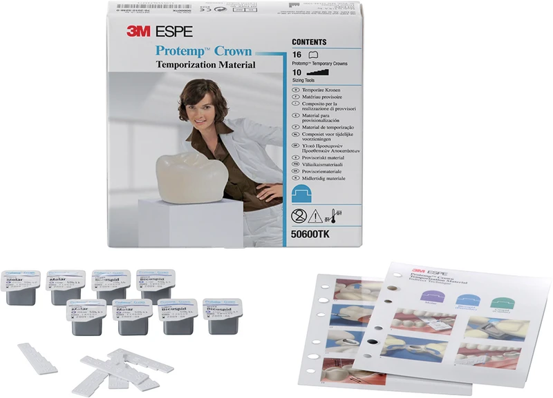 Protemp Crown  Trial Kit  16 Kronen, 10 Kronenmesslehren, 1 Anleitung