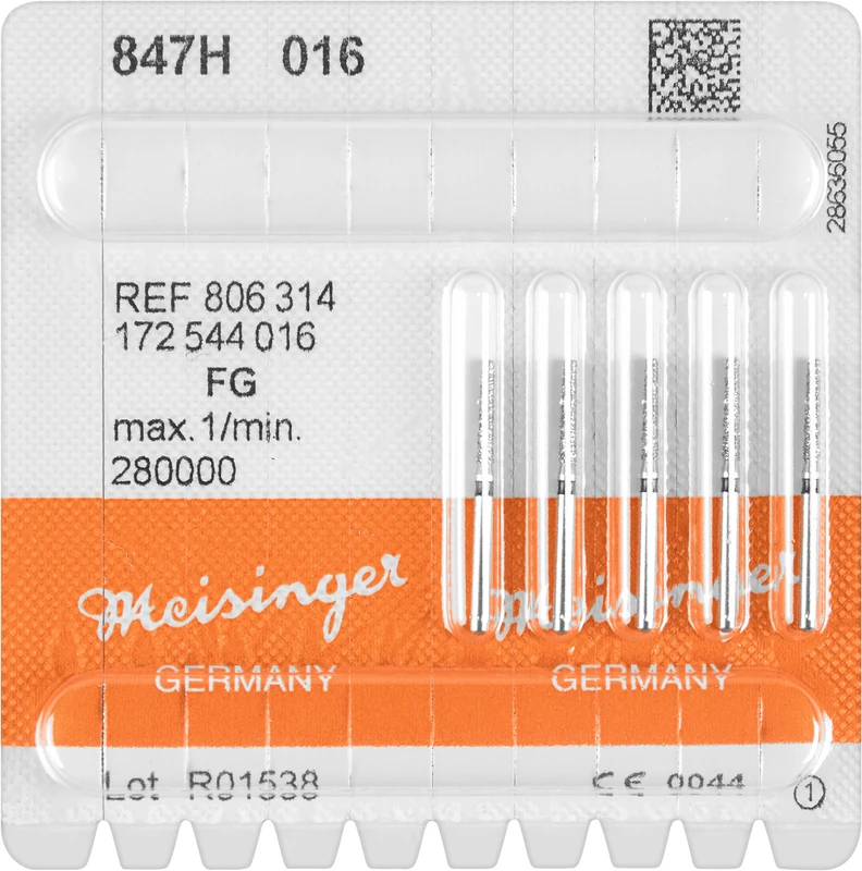 Diamanten 847  Packung  5 Stück schwarz super grob, FG, Figur 172 Konus Kante scharf, 8 mm, ISO 016