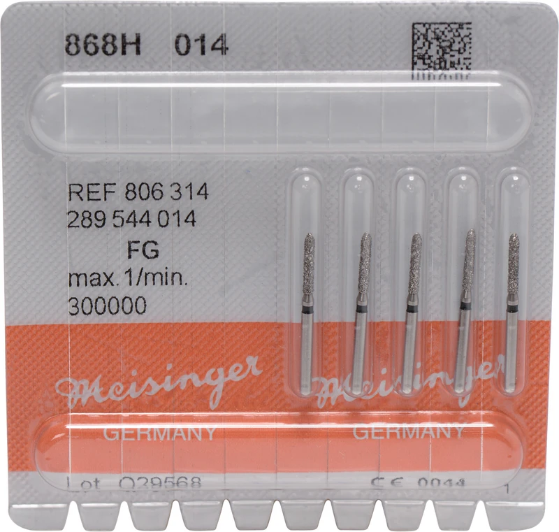 Diamanten 868  Packung  5 Stück schwarz super grob, FG, Figur 289 Torpedo, 8 mm, ISO 014