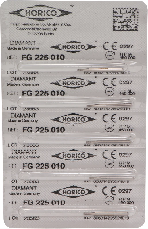Diamantschleifer 225  Packung  5 Stück FG, Figur 225, 2 mm, ISO 010