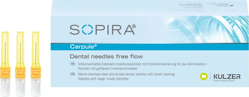 SOPIRA® Carpule® Free Flow Kanülen  Packung  100 Stück 30G, 25 mm, langer Anschliff, orange, Typ Injektion Periapikalisch