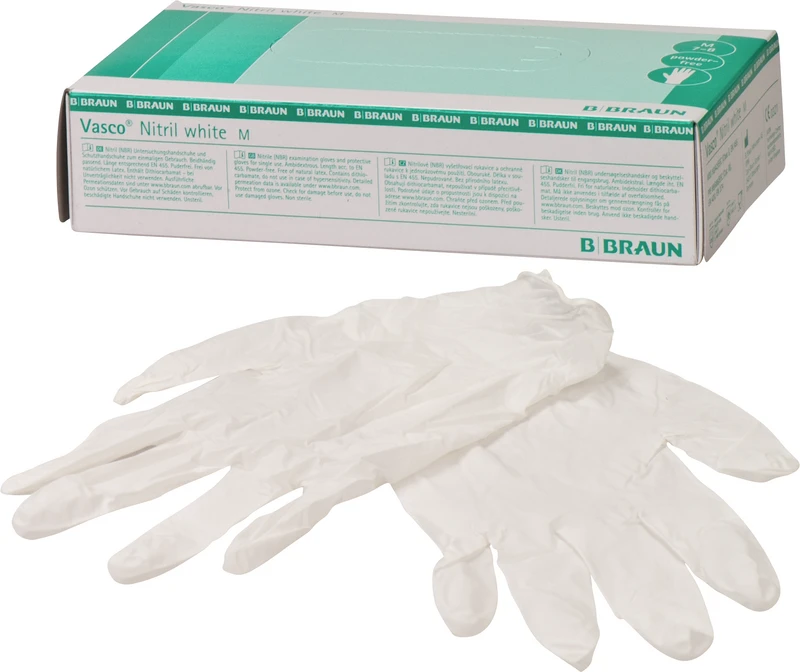 Vasco® Nitril white  Packung  100 Stück puderfrei, weiß, M