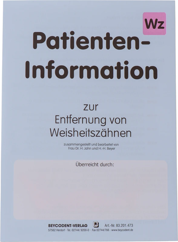 Patienten-Info  Packung  50 Stück Entfernung Weisheitszahn