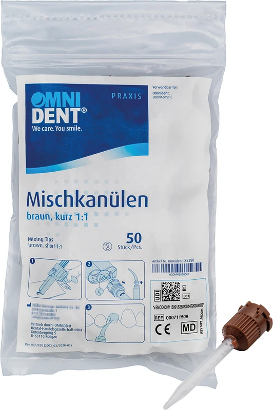 Omnitemp C Mischkanülen  Beutel  50 Stück braun, kurz ,1:1